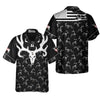 Deer Head Skull Bone America Hunting Hawaiian Shirt, Black And White Deer Hunting Shirt, - Hyperfavor