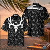 Deer Head Skull Bone America Hunting Hawaiian Shirt, Black And White Deer Hunting Shirt, - Hyperfavor