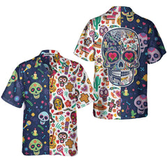 Dia De Los Muertos Mexican Skulls Flower Hawaiian Shirt, Best Day Of The Dead Gift - Hyperfavor
