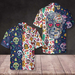 Dia De Los Muertos Mexican Skulls Flower Hawaiian Shirt, Best Day Of The Dead Gift - Hyperfavor
