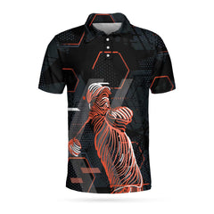 Digital Orange Golfer Golf Polo Shirt - Hyperfavor