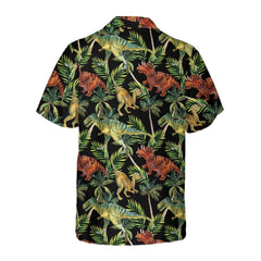 Dinosaur Tropical Pattern Hawaiian Shirt, Tropical Dinosaur Shirt, Printed Dino Shirt For Adults - Hyperfavor