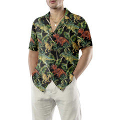 Dinosaur Tropical Pattern Hawaiian Shirt, Tropical Dinosaur Shirt, Printed Dino Shirt For Adults - Hyperfavor