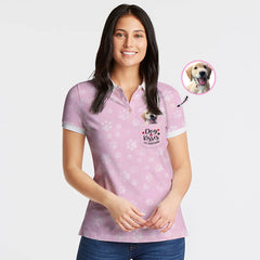 Dog Kisses Fix Everything Custom Short Sleeve Women Polo Shirt, Personalized Pink Polo Shirt For Dog Lovers - Hyperfavor