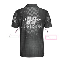 Drag Racing Custom Polo Shirt, Black American Flag Racing Shirt For Men - Hyperfavor
