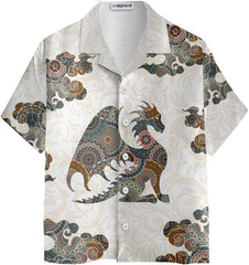 Dragon Colorful Mandala Hawaiian Shirt, Dragon Silhouette Shirt, Best Gift For Dragon Lovers - Hyperfavor