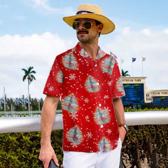 Dragonfly Shaped Christmas Tree Shirt, Christmas Hawaiian Shirt - Hyperfavor