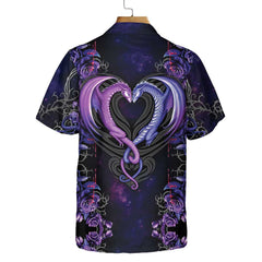 Dragons & The Love Flower Hawaiian Shirt, Unique Shirt With Dragon Couple And Roses - Hyperfavor