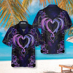 Dragons & The Love Flower Hawaiian Shirt, Unique Shirt With Dragon Couple And Roses - Hyperfavor