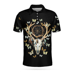 Dream Catcher Skull Deer Butterfly Polo Shirt - Hyperfavor