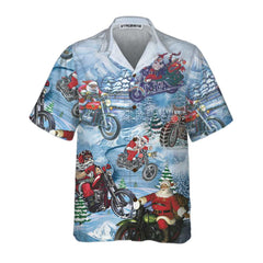 Driving With Santa On Christmas Hawaiian Shirt, Motorcycle Christmas Shirt, Best Gift For Christmas - Hyperfavor
