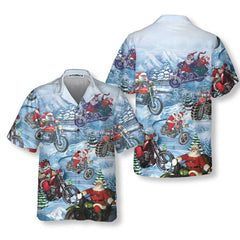 Driving With Santa On Christmas Hawaiian Shirt, Motorcycle Christmas Shirt, Best Gift For Christmas - Hyperfavor