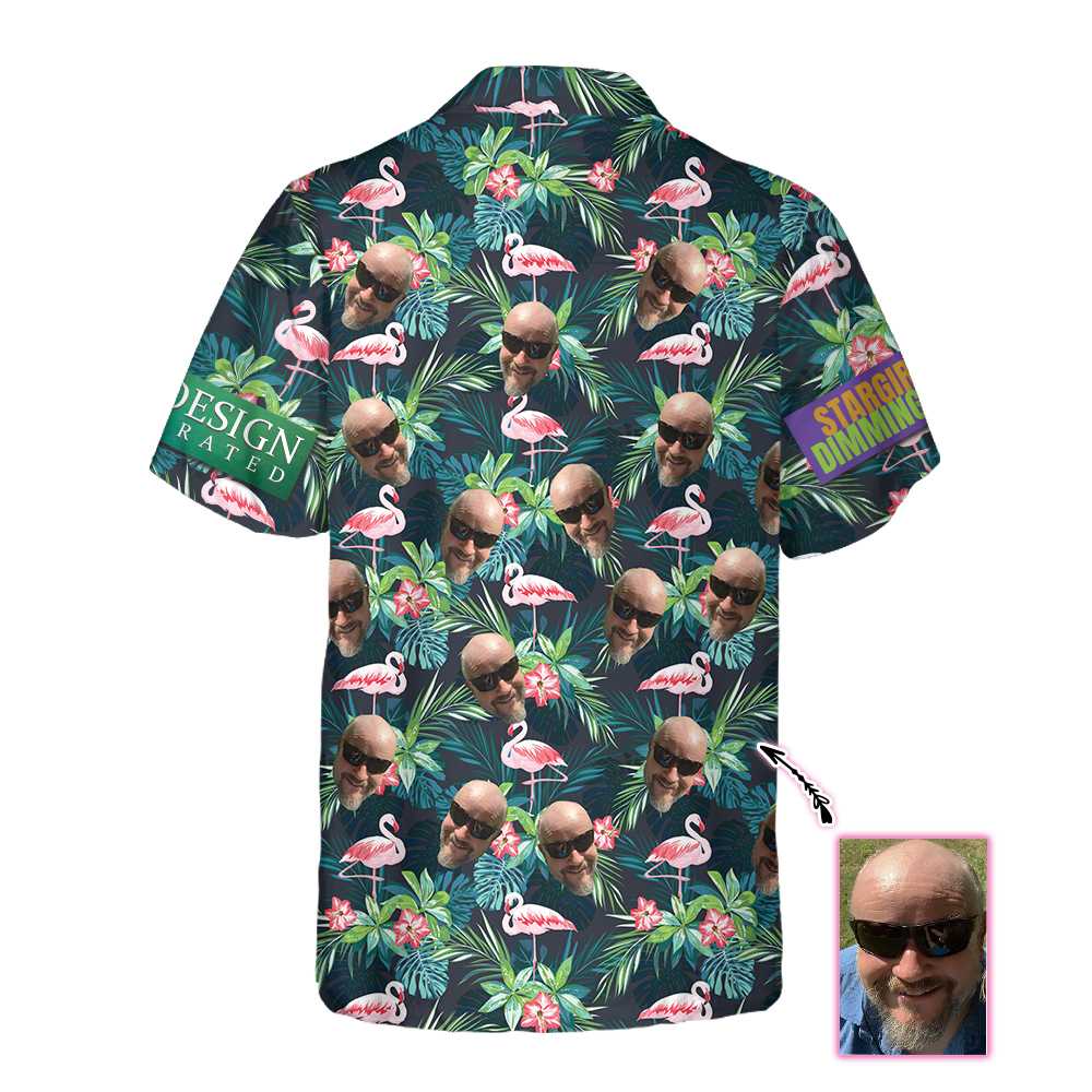 Dubay Design Funny Custom Face Flamingo Hawaiian Shirt - Hyperfavor
