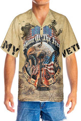 Eagle Army Veteran Home Of The Free Hawaiian Shirt, Vintage American Flag Veteran Shirt - Hyperfavor