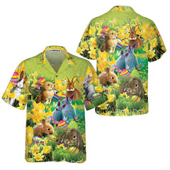 Easter Bunnies Hawaiian Shirt, Button Up Easter Bunny Shirt, Easter Shirt For Men & Women, Cool Easter Gift - Hyperfavor