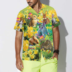 Easter Bunnies Hawaiian Shirt, Button Up Easter Bunny Shirt, Easter Shirt For Men & Women, Cool Easter Gift - Hyperfavor
