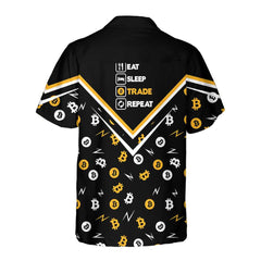 Eat Sleep Trade Repeat Bitcoin Pattern Custom Hawaiian Shirt, Personalized Bitcoin Shirt For Men & Women - Hyperfavor