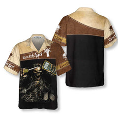 Electrician 3D Printed Hawaiian Shirt, Cool Skull Electrician Shirt For Men, Best Gift For Electrician - Hyperfavor