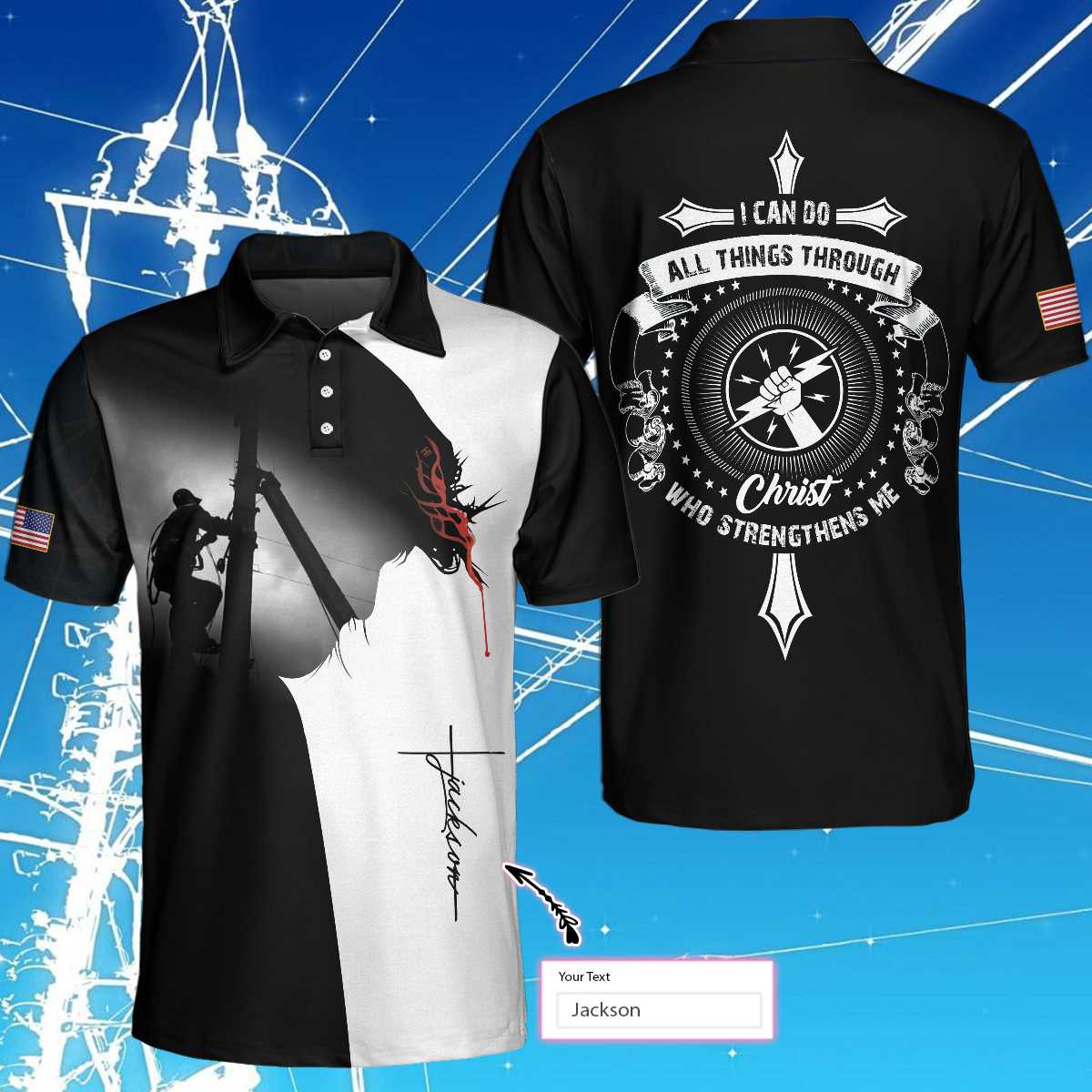 Electrician I Can Do All Things Custom Polo Shirt - Hyperfavor