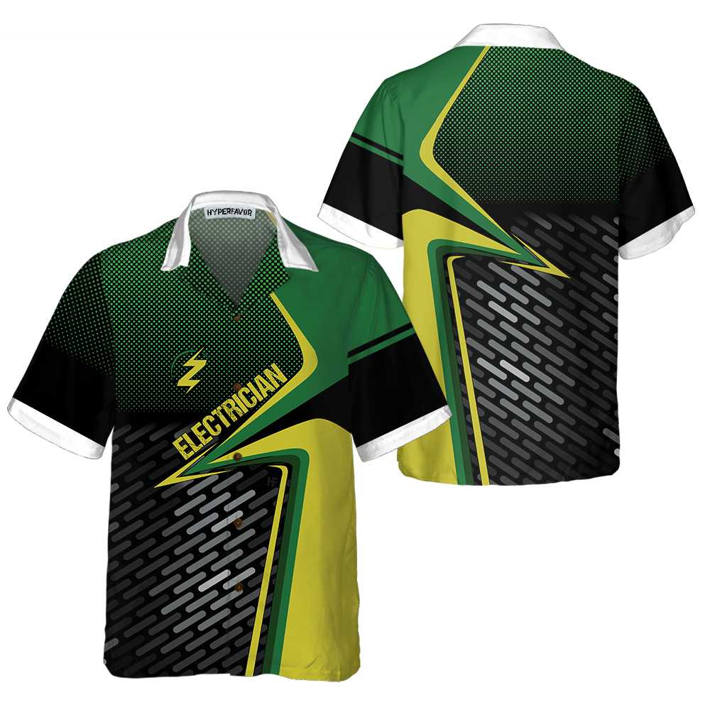 Electrician With Digital Pattern Hawaiian Shirt, Electrician Hawaiian Shirt, Cool Electrician Shirt Gift For Men - Hyperfavor