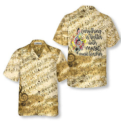 Everything Is Better With Music Teacher Hawaiian Shirt, Vintage Music Teacher Shirt - Hyperfavor