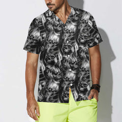Evil Skull Tattoo Hawaiian Shirt, Horror Skull Shirt Black For Men And Women - Hyperfavor