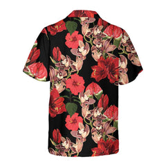 Exotic Hibiscus And Tropical Plants Hawaiian Shirt, Unique Red Hibiscus Print Shirt - Hyperfavor