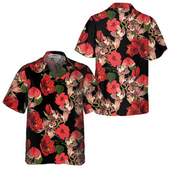 Exotic Hibiscus And Tropical Plants Hawaiian Shirt, Unique Red Hibiscus Print Shirt - Hyperfavor