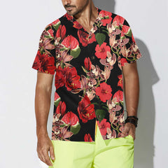Exotic Hibiscus And Tropical Plants Hawaiian Shirt, Unique Red Hibiscus Print Shirt - Hyperfavor