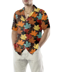 Fall Maple Leaves Black Hawaiian Shirt, Autumn Thanksgiving Shirt, Unique Gift For Thanksgiving Day - Hyperfavor