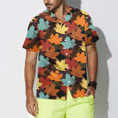 Fall Maple Leaves Black Hawaiian Shirt, Autumn Thanksgiving Shirt, Unique Gift For Thanksgiving Day - Hyperfavor