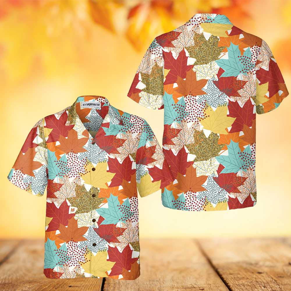 Fall Maple Leaves Hawaiian Shirt, Autumn Vibe Thanksgiving Shirt, Unique Gift For Thanksgiving Day - Hyperfavor