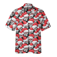 Fashionable Christmas Skulls Hawaiian Shirt, Cool Christmas Hawaiian Shirt - Hyperfavor