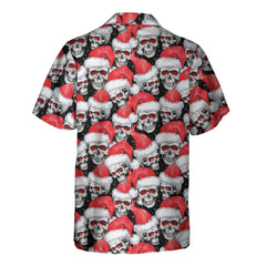 Fashionable Christmas Skulls Hawaiian Shirt, Cool Christmas Hawaiian Shirt - Hyperfavor