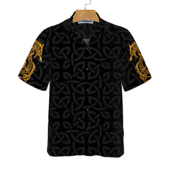 Fenrir Wolf Celtic Warrior Viking Hawaiian Shirt, Norse Mythology Fenrir Viking Shirt - Hyperfavor