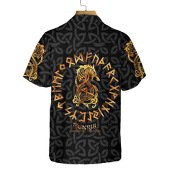 Fenrir Wolf Celtic Warrior Viking Hawaiian Shirt, Norse Mythology Fenrir Viking Shirt - Hyperfavor