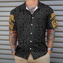 Fenrir Wolf Celtic Warrior Viking Hawaiian Shirt, Norse Mythology Fenrir Viking Shirt - Hyperfavor