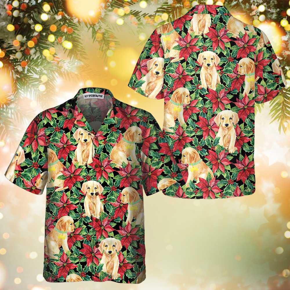 Festive Labrador Retriever Puppy Hawaiian Shirt, Funny Labrador Shirt, Best Christmas Gift - Hyperfavor