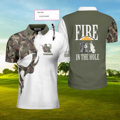 Fire In The Hole Veteran Custom Polo Shirt, Camouflage Veteran Shirt For Veteran Golfers, Customized Golf Gift - Hyperfavor