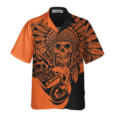 Fire Racing Skull Biker Native American Motorcycle Hawaiian Shirt, Gift For Native American - Hyperfavor