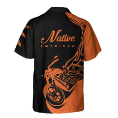 Fire Racing Skull Biker Native American Motorcycle Hawaiian Shirt, Gift For Native American - Hyperfavor