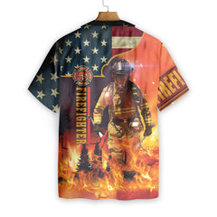 Firefighter With America Flag EZ24 1912 Hawaiian Shirt - Hyperfavor