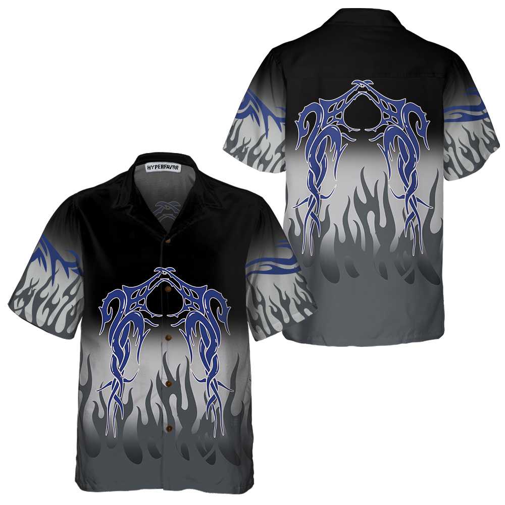 Flame And Dragon Tattoo Hawaiian Shirt, Flame Print Hawaiian Shirt, Flame Shirt For Men And Women - Hyperfavor
