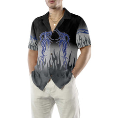 Flame And Dragon Tattoo Hawaiian Shirt, Flame Print Hawaiian Shirt, Flame Shirt For Men And Women - Hyperfavor