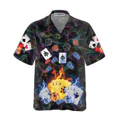Flaming Poker Casino Hawaiian Shirt, Flame Casino Shirt For Adults, Cool Shirt For Poker Card Players - Hyperfavor