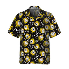 Flaming Skull Pattern Hawaiian Shirt, Unique Flame Shirt For Men, Flame Print Shirt - Hyperfavor