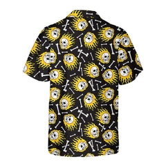 Flaming Skull Pattern Hawaiian Shirt, Unique Flame Shirt For Men, Flame Print Shirt - Hyperfavor