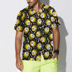 Flaming Skull Pattern Hawaiian Shirt, Unique Flame Shirt For Men, Flame Print Shirt - Hyperfavor