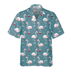 Flamingo On Christmas Holiday Hawaiian Shirt, Flamingo In Santa Hat Christmas Shirt, Best Xmas Gift Idea - Hyperfavor