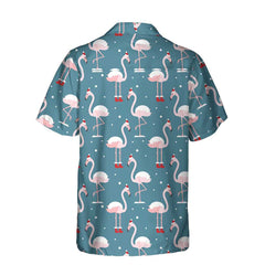 Flamingo On Christmas Holiday Hawaiian Shirt, Flamingo In Santa Hat Christmas Shirt, Best Xmas Gift Idea - Hyperfavor